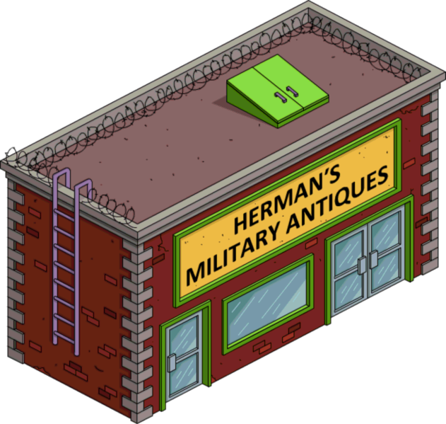 Tsto Level30 Herman Militart Antiques - Simpsons Herman's Military Antiques Clipart (631x599), Png Download