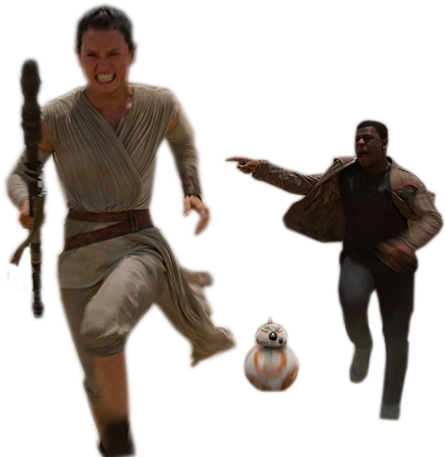 Finn & Rey Running Cutout [single Cutouts Included - Finn And Rey Png Clipart (1920x1080), Png Download