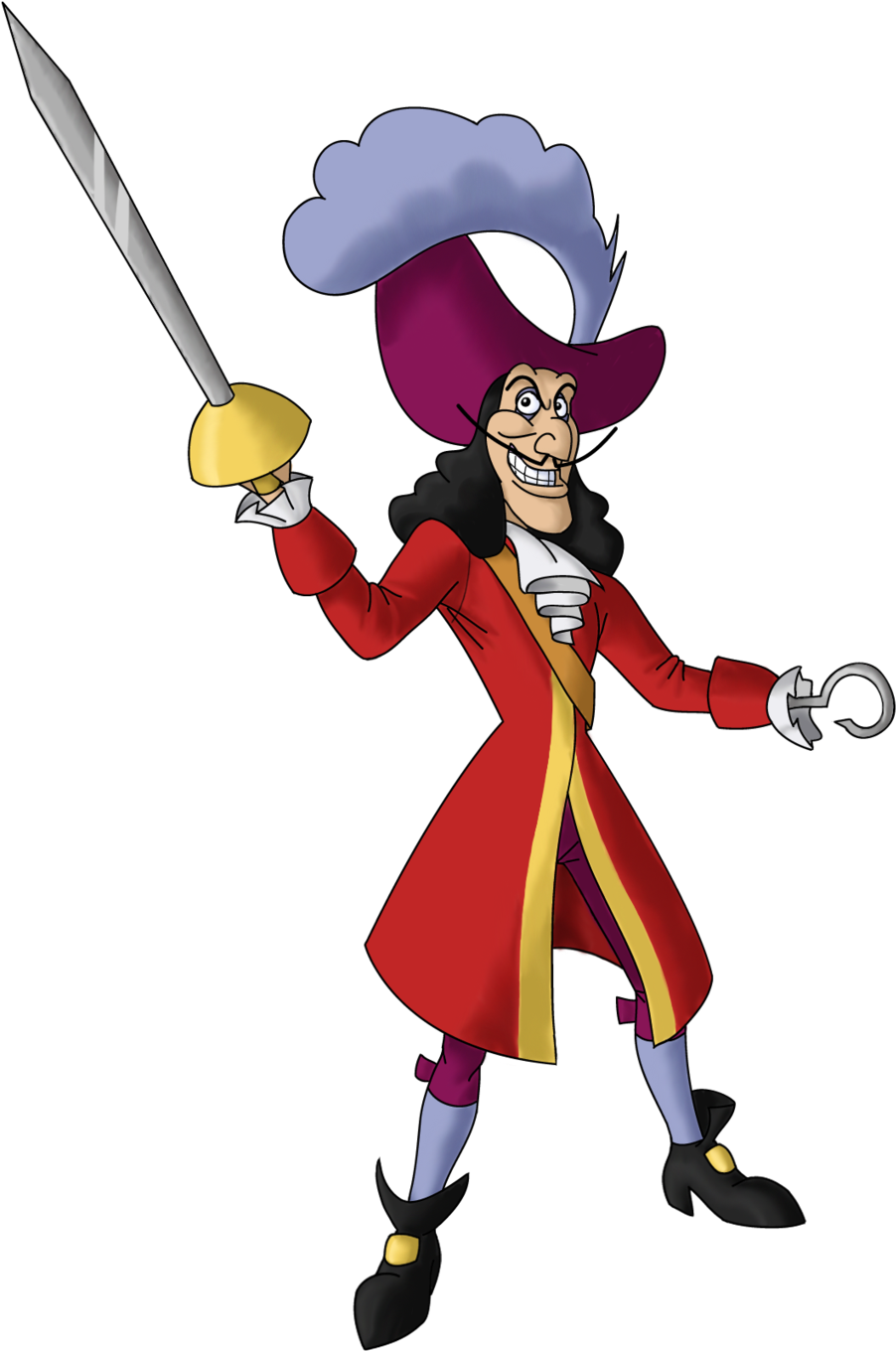 High Quality Images For Peter Pan Silhouette Vector - Captain Hook Disney Villain Clipart (902x1360), Png Download