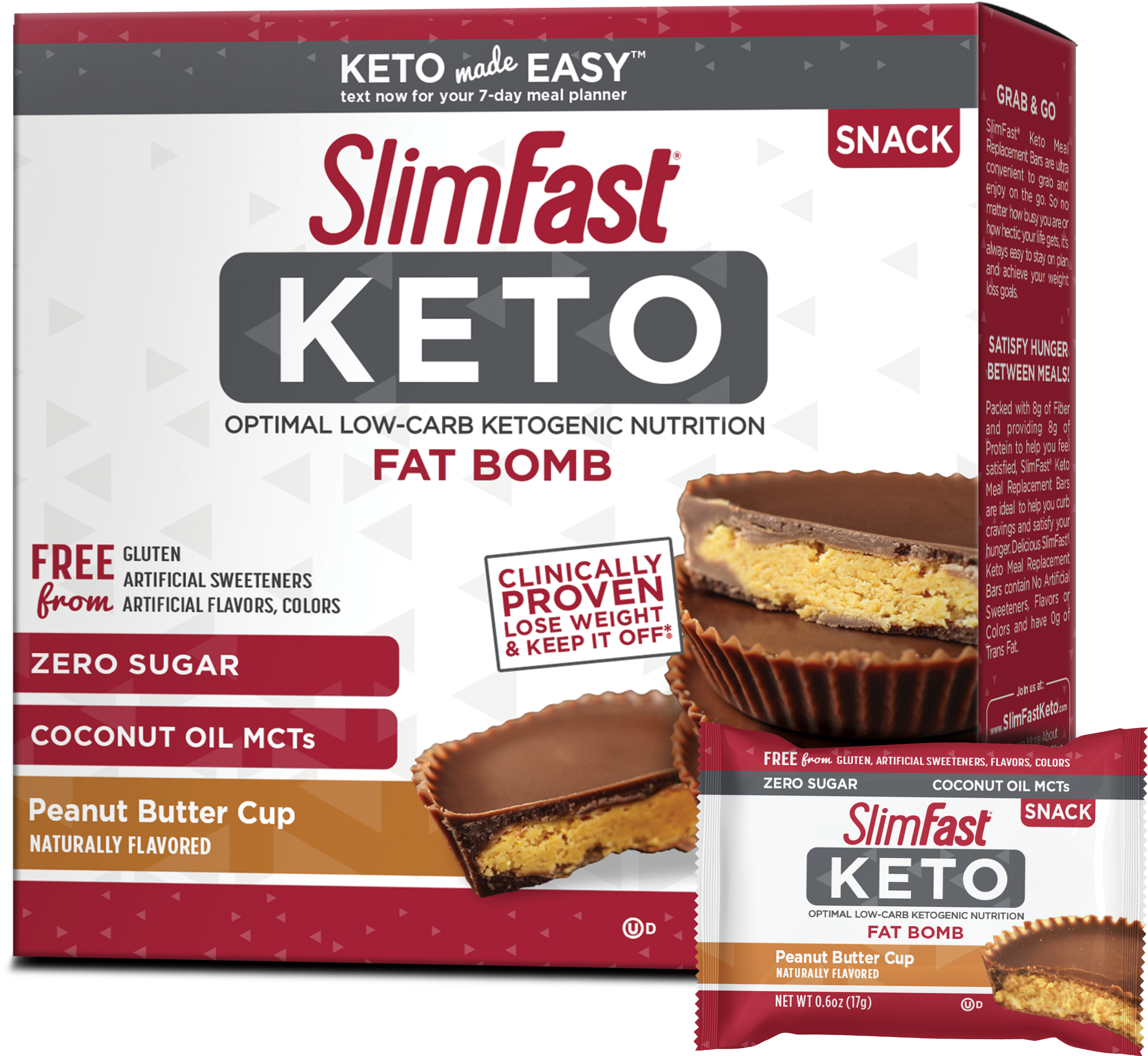 Peanut Butter Cup Fat Bomb - Slimfast Keto Clipart (2708x3659), Png Download