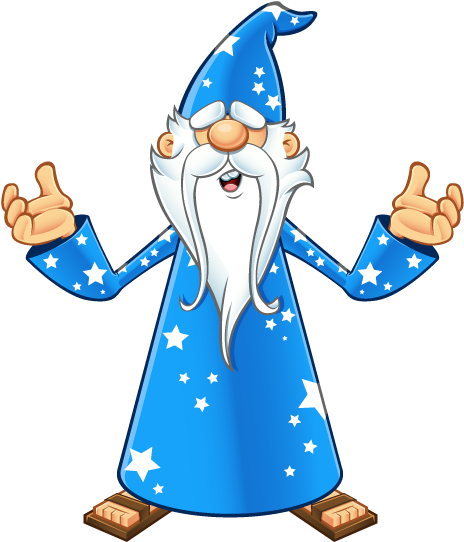 Blue Old Wizard Confused - Red Wizard Cartoon Clipart (595x842), Png Download