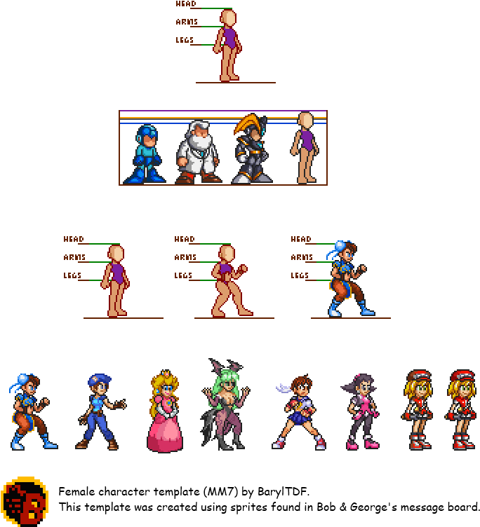 Megaman Sprite Png - Female Megaman Sprites Clipart (712x784), Png Download