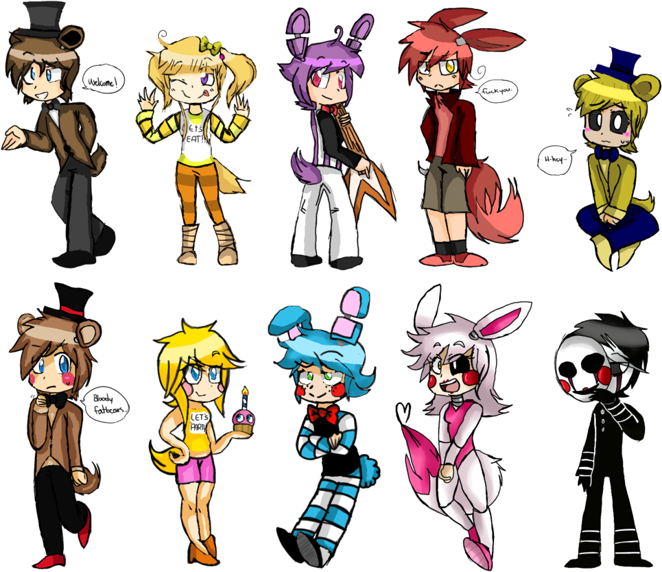 If You Turned Five Nights At Freddy's Animatronics - Fnaf Humans Clipart (1024x865), Png Download