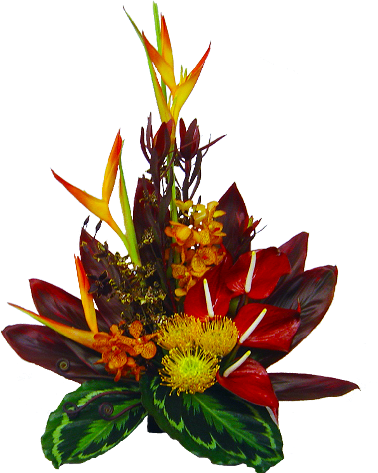 Tropical Sunset Hawaiian Flower Bouquet Flowers - Flower Bouquet Clipart (1200x1200), Png Download