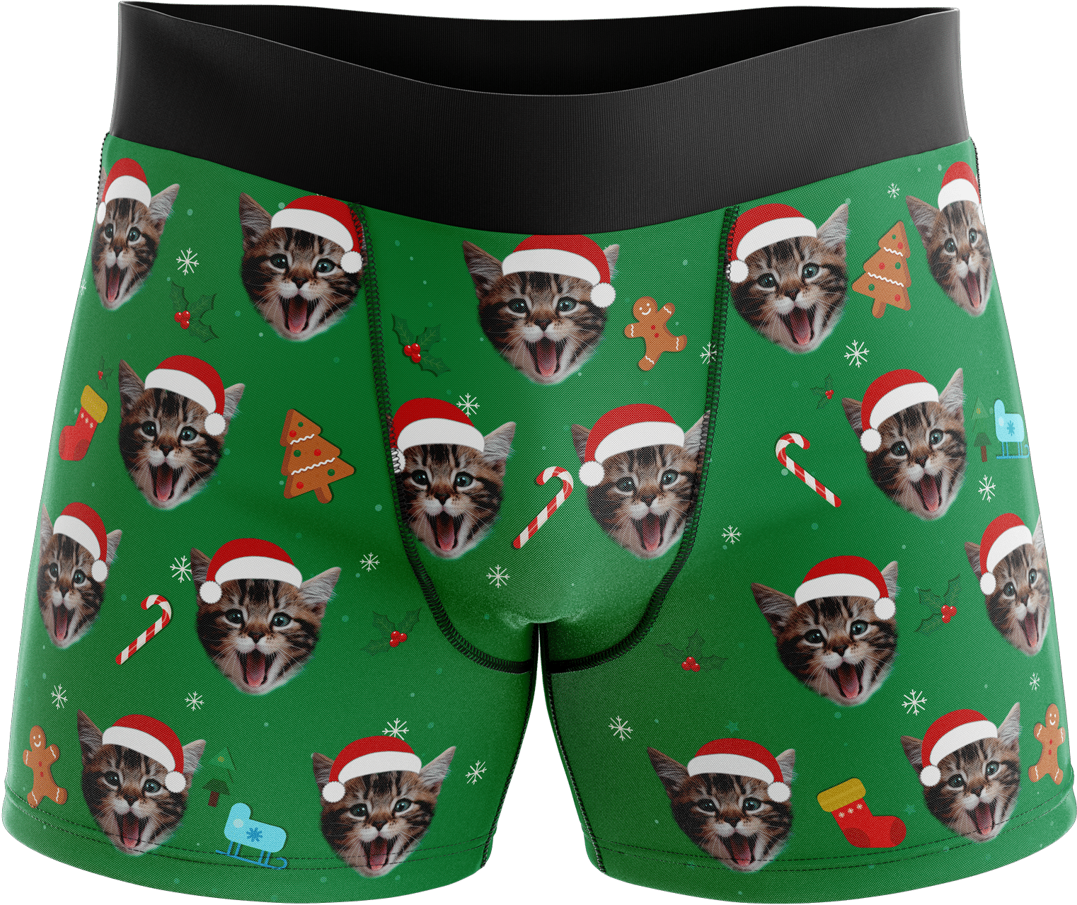 Cat Hat Boxers Santa Clipart (1522x1279), Png Download