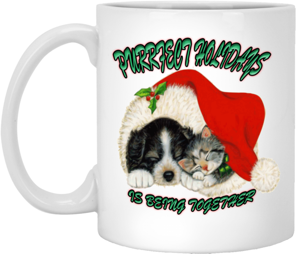 And Dog Christmas In Coffee Mug - Dog And Cat Xmas Clipart (1024x1024), Png Download