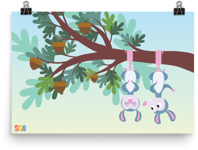 Treetop Family Possum Print Clipart (649x490), Png Download