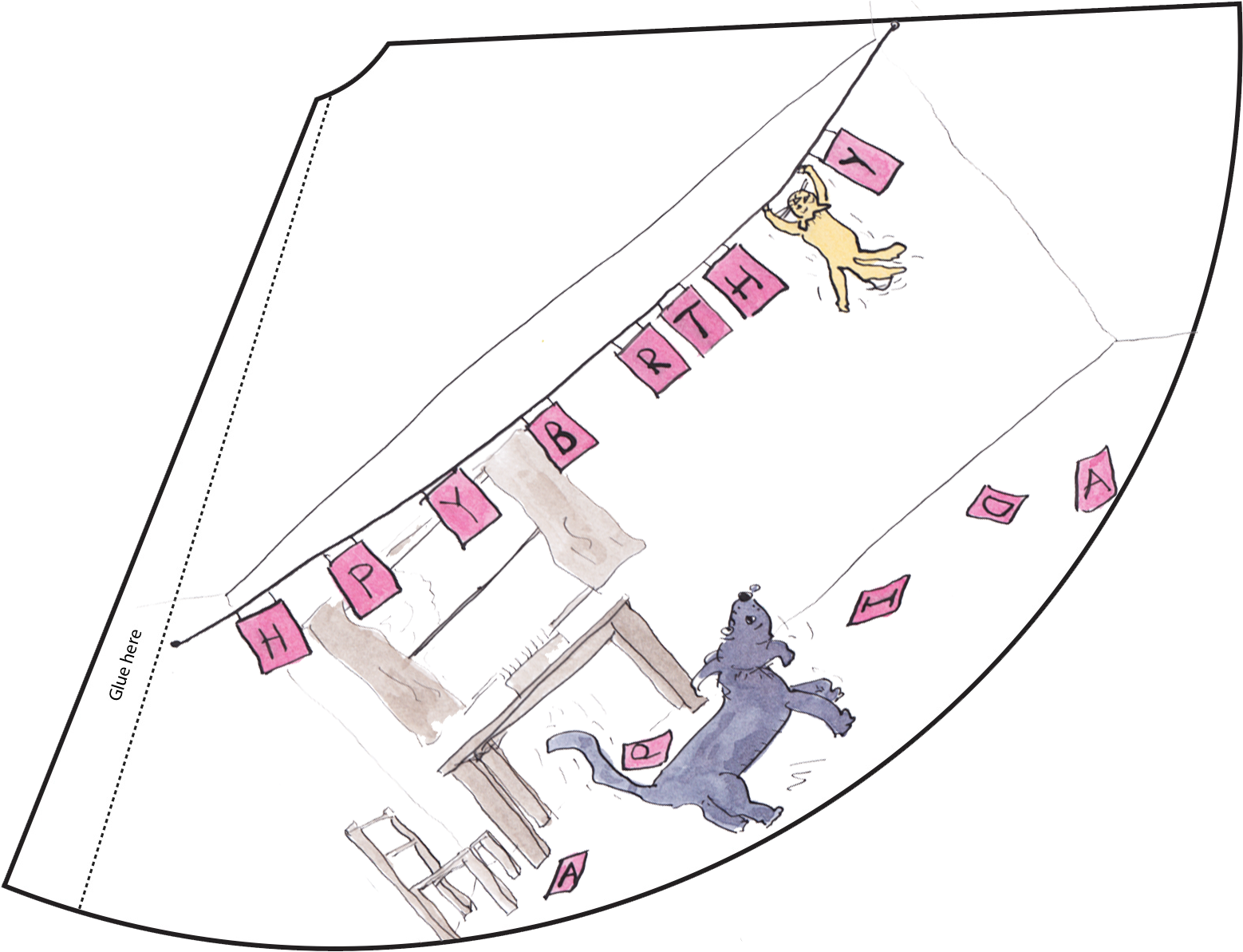 Color Your Own B-day Hat - Illustration Clipart (1592x1192), Png Download