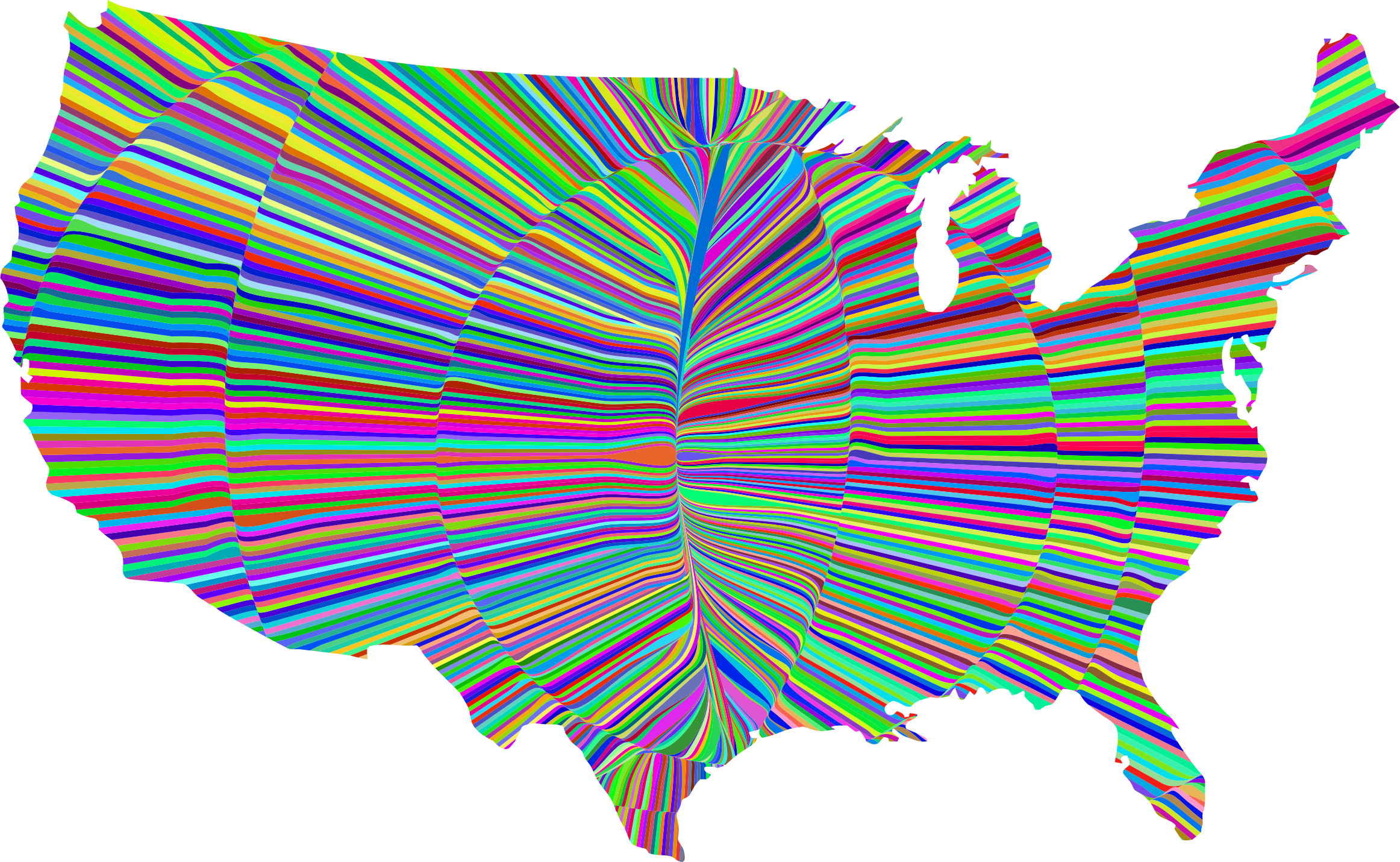 Psychedelic Waves United States Map Graphic Transparent - Religion By Us County Clipart (2324x1430), Png Download