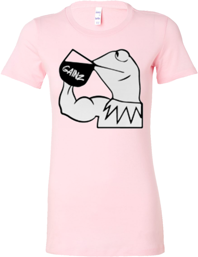 "kermit Getting Gains" Bella Women Shirt Black Beach - Bodybulding T Shirt Meme Clipart (1024x1024), Png Download