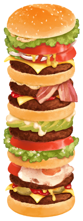 500 X 750 6 - Stack Of Burgers Png Clipart (500x750), Png Download