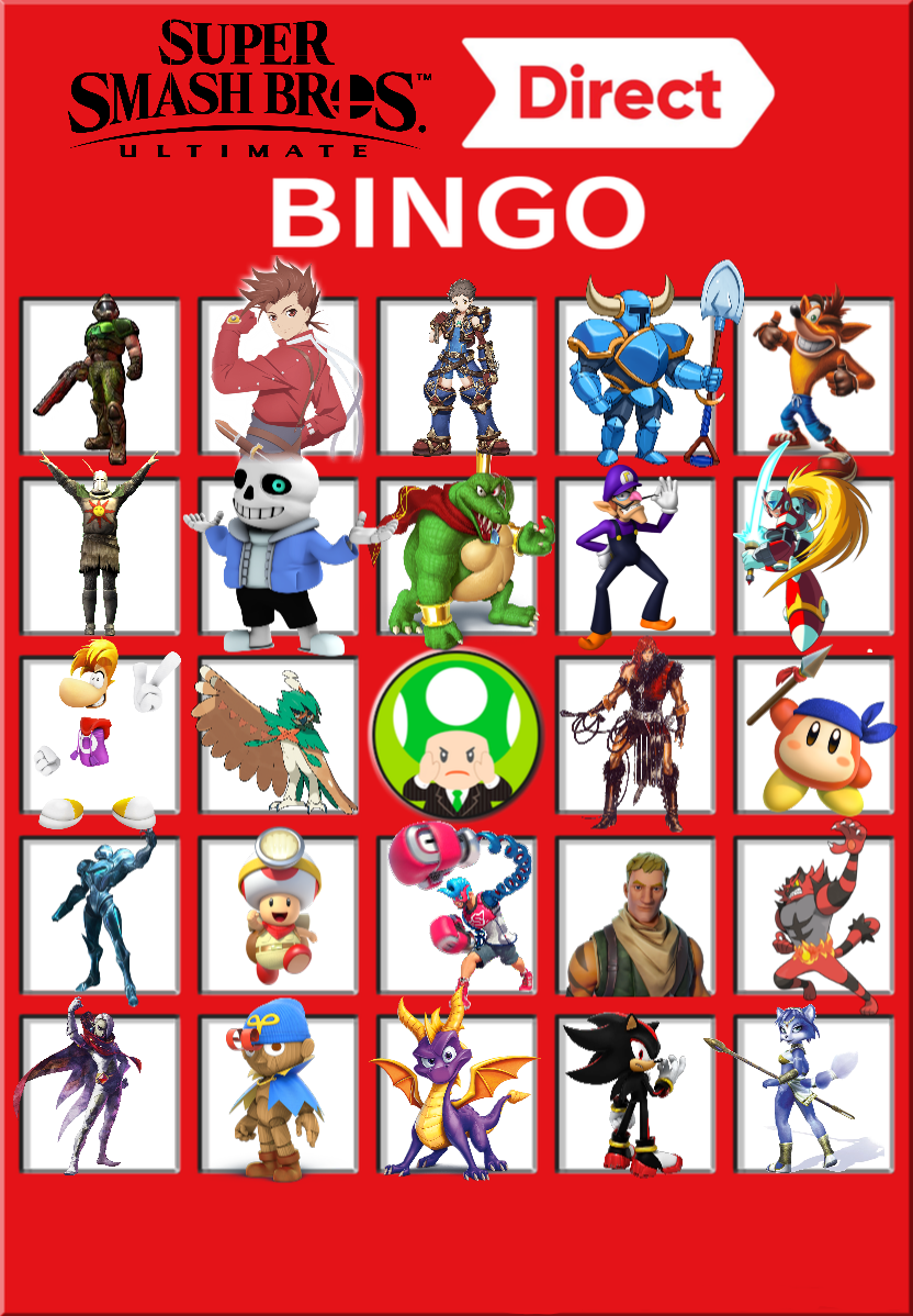 Casualnintendo - Super Smash Bros Ultimate Bingo Clipart (832x1198), Png Download