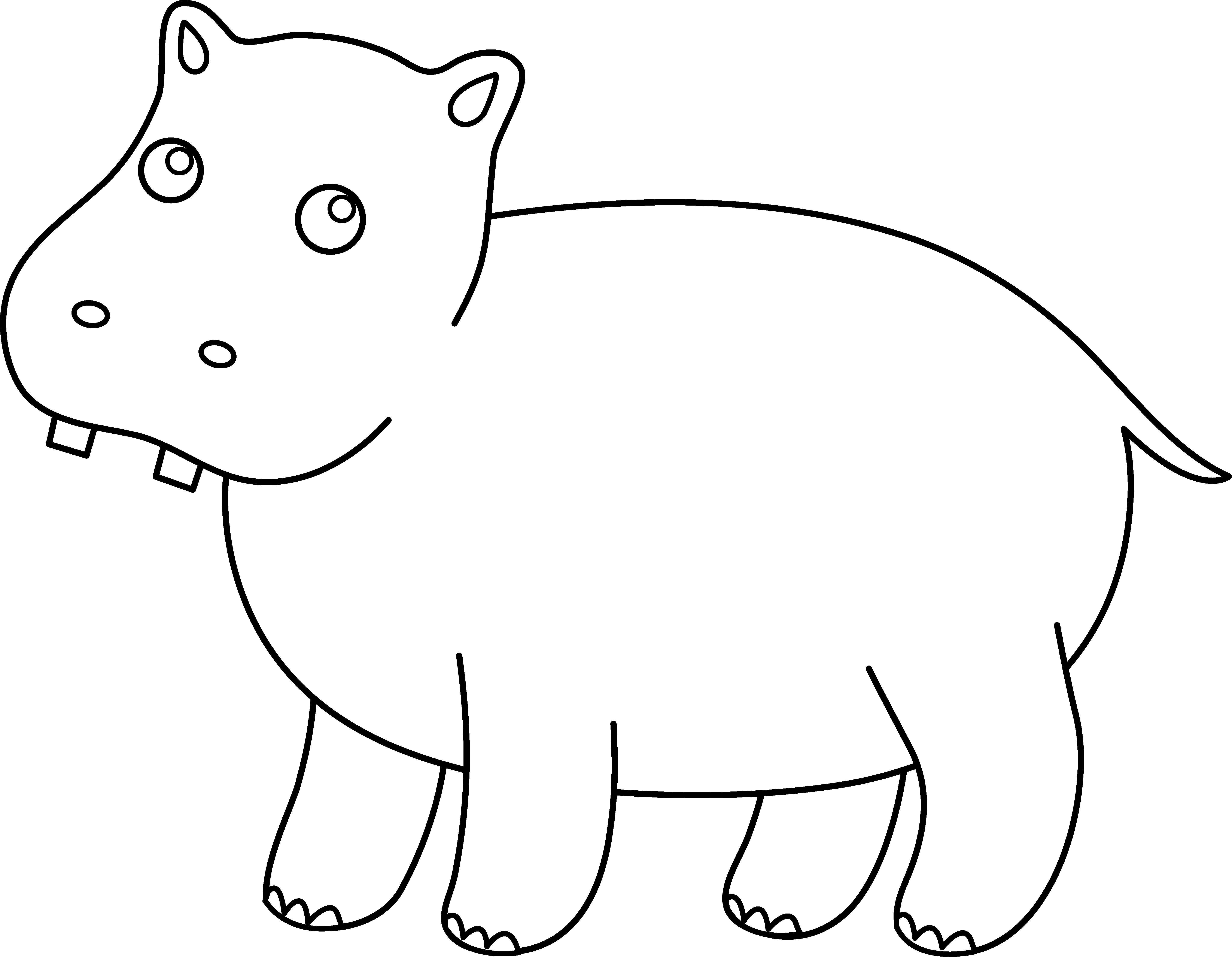 Drawing Hippopotamus Coloring - Cartoon Clipart (5755x4469), Png Download