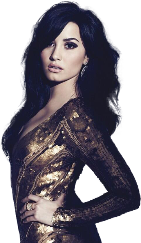 Demi Lovato In Golden Metallic Sequin - Demi Lovato Elie Saab Clipart (640x838), Png Download