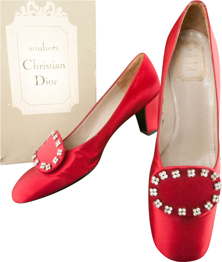 Christian Dior *ca 1958 Red Satin Shoes *no - Vintage Christian Dior Shoes Clipart (861x1014), Png Download