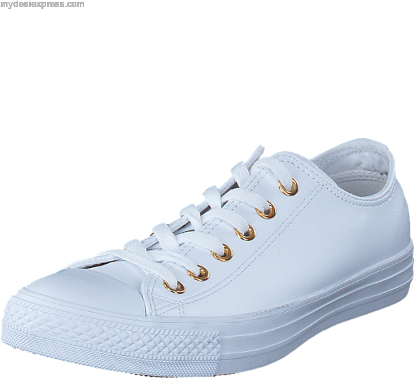 Women's Converse All Star Classic Ox Leather White/gold - Walking Shoe Clipart (600x750), Png Download