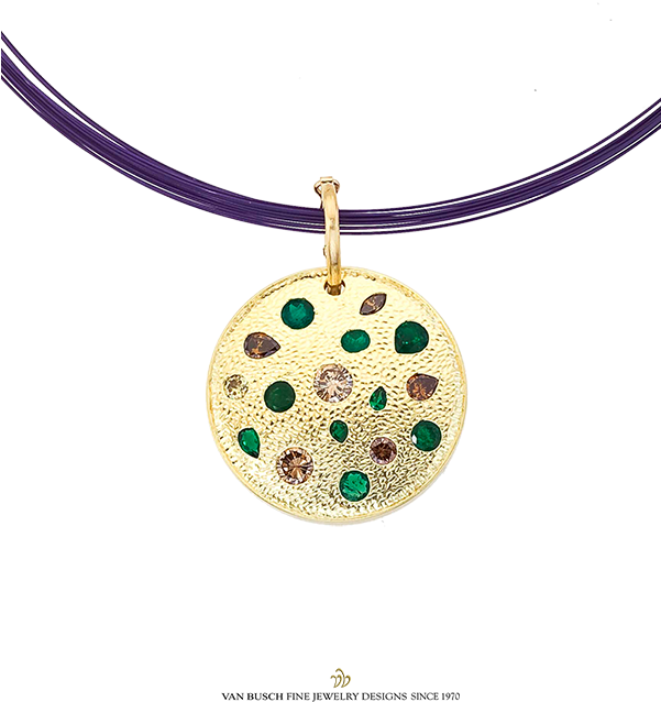 Multi-color Diamond And Emerald Gold Sphere Van Busch - Locket Clipart (600x729), Png Download