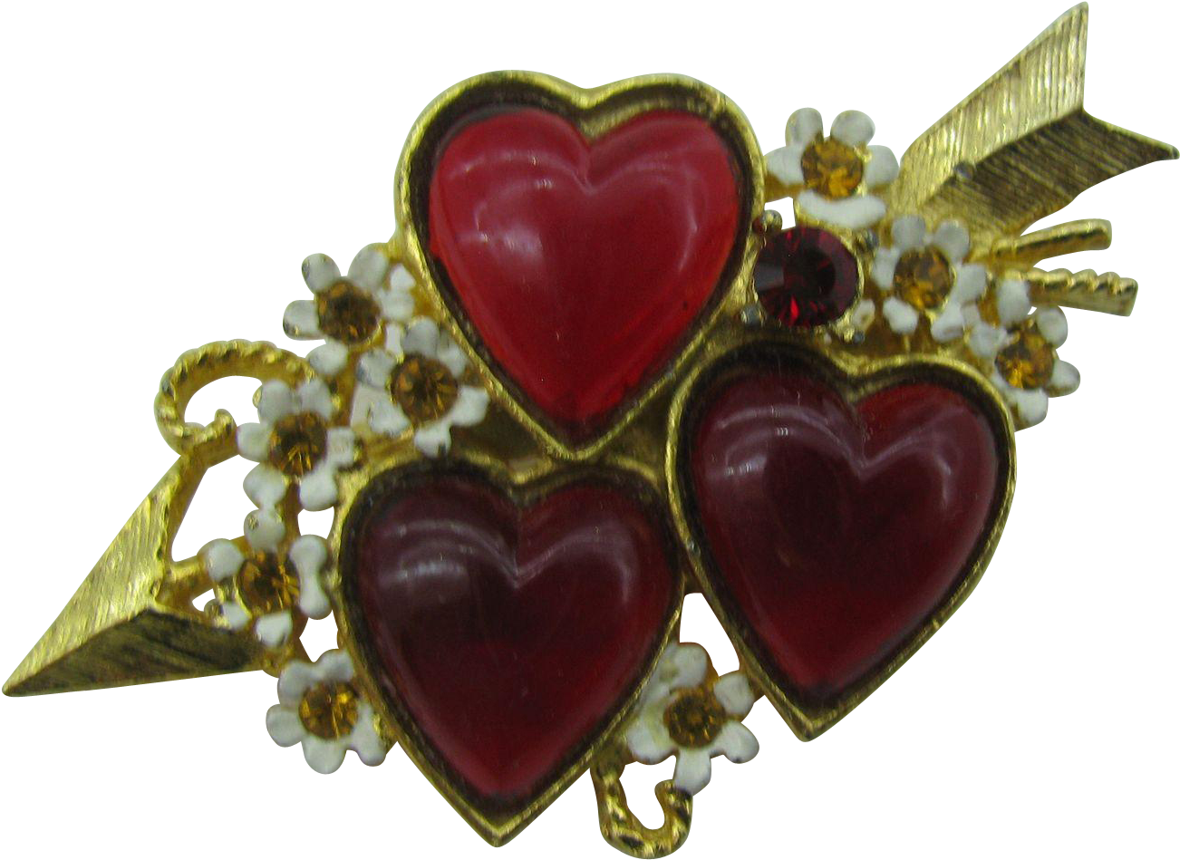 Sweet Vintage Heart Pin With Three Hearts And Arrow - Heart Clipart (1301x1301), Png Download