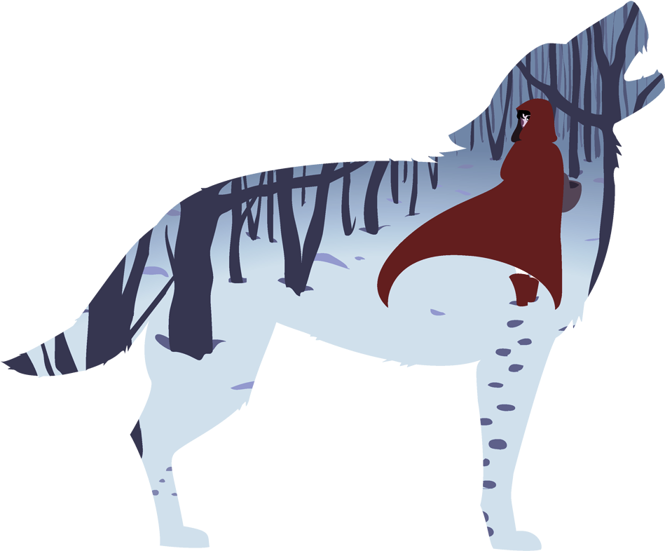 Red Wolf - Artist Unknown - Red Riding Hood Vector Clipart (1000x829), Png Download