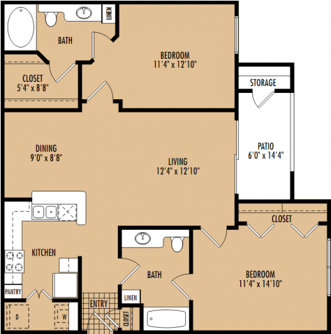 225 Fluor Daniel Dr Floor Plan B2 1052 Sq Ft - Floor Plan Clipart (640x480), Png Download