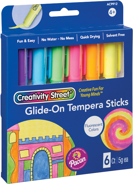 Tempera Sticks Glide-on Fluor 6/pk - Plastic Clipart (650x650), Png Download