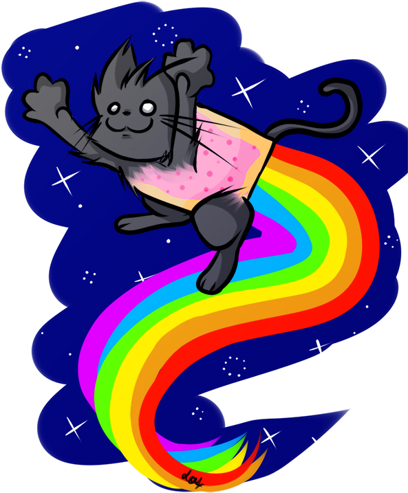 Nyan Cat Nyan Nyan Cute Awesome Rainbow Spectral Space - Illustration Clipart (600x848), Png Download