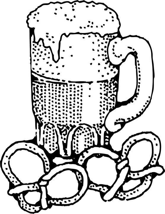 Cerveja E Pretzels, Cerveja, Chopp, Cerveja De Pressão - Beer And Pretzel Clip Art - Png Download (557x720), Png Download