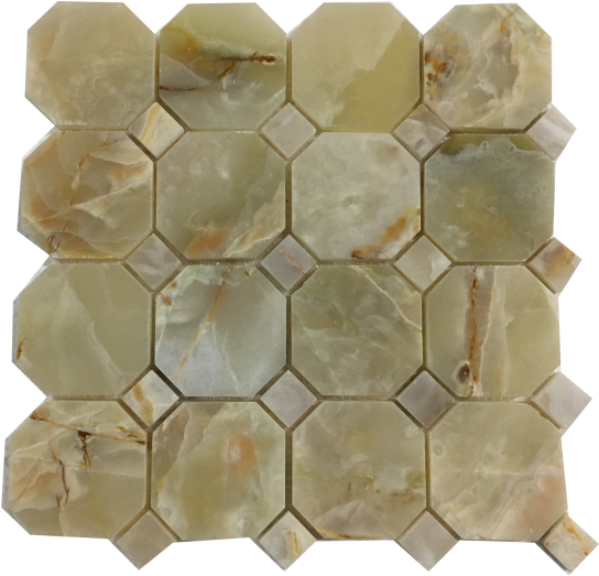 Aqua White Onyx Octagon Mosaic With Same Color Dot - Tile Clipart (600x600), Png Download