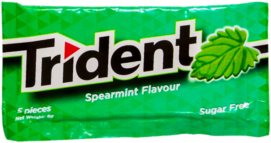 Trident Bubble Gum Sugar Free Spearmint 8 Gm - Banner Clipart (1000x1000), Png Download