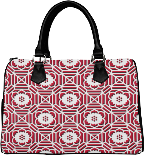 Red White Floral Shokkoumon Geometric Japanese Pattern - Handbag Clipart (800x800), Png Download