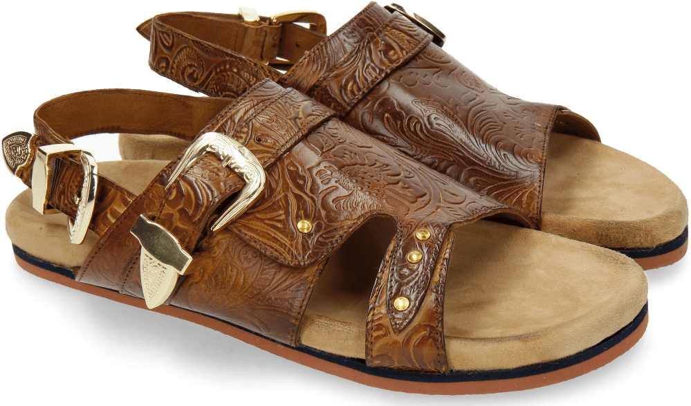 Sandals Helen 2 Floral Print Tan Buckle - Slide Sandal Clipart (1024x1024), Png Download