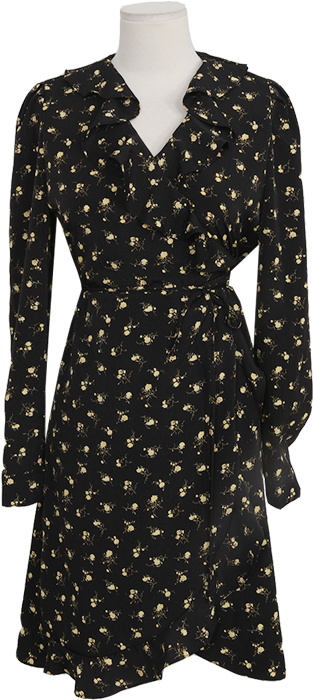 Floral Print Frilled Dress By Stylenanda - Dress Clipart (800x800), Png Download