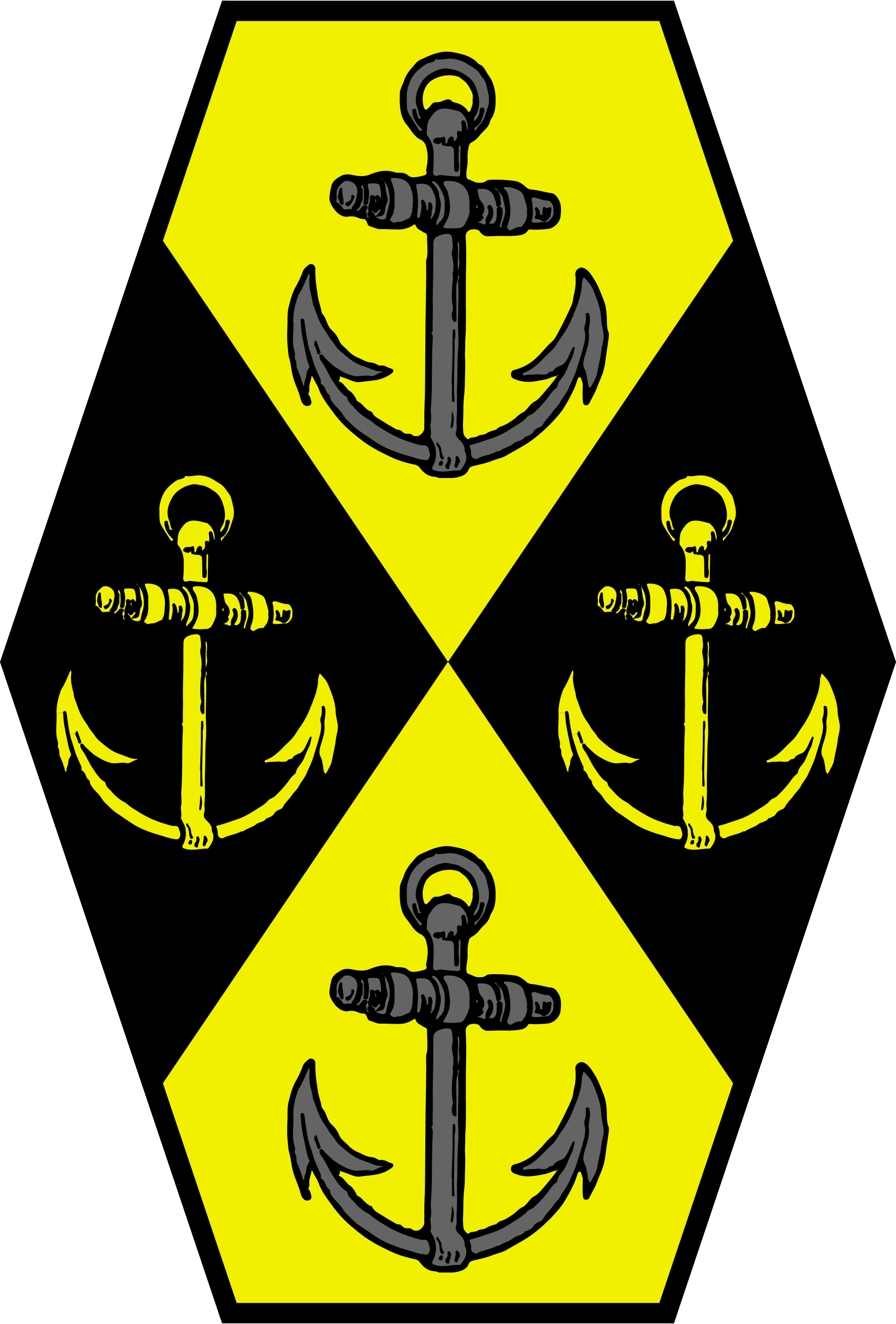 Sable Two Anchors Or, Per Saltire Or Two Anchors Sable - Cross Clipart (1776x2623), Png Download