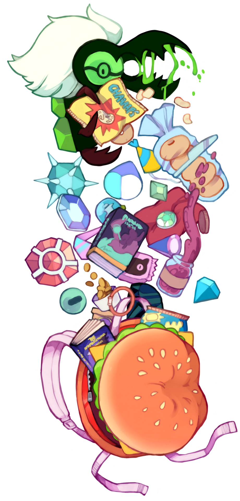 Su Steven Universe Cookie Cat Cheeseburger Backpack - Steven Universe Corrupted Gems Fanart Clipart (981x1920), Png Download