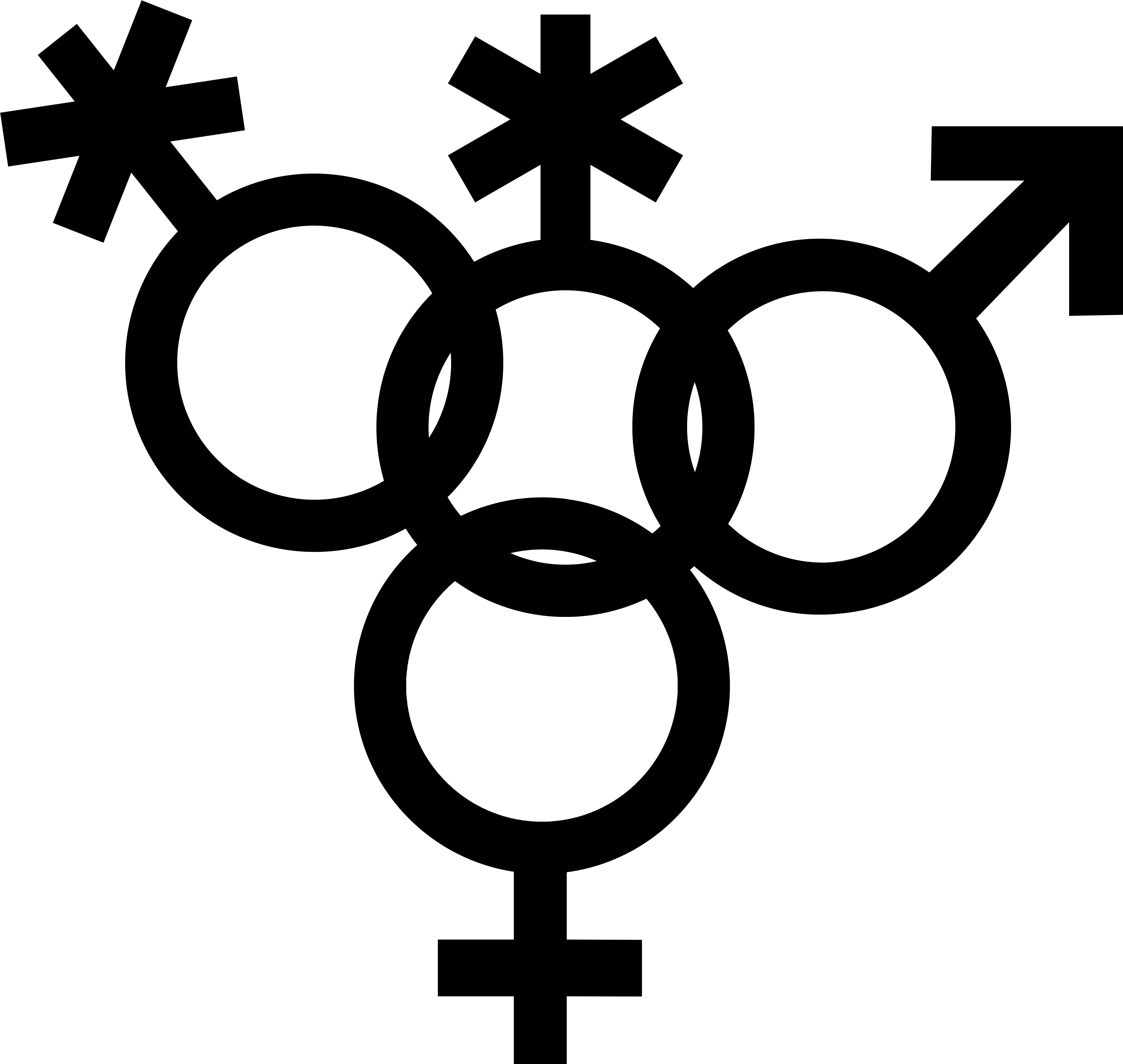 Nonbinary Symbol Interlocked With Nonbinary, Venus - Gender Symbol Clipart (5800x5493), Png Download