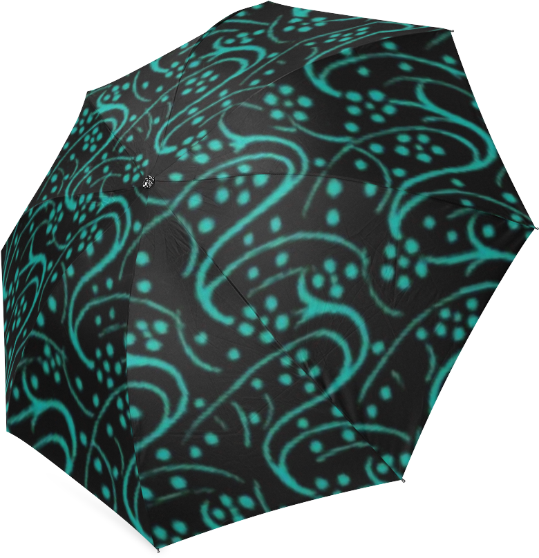 Vintage Swirl Floral Teal Turquoise Black Custom Auto - Umbrella Clipart (780x808), Png Download