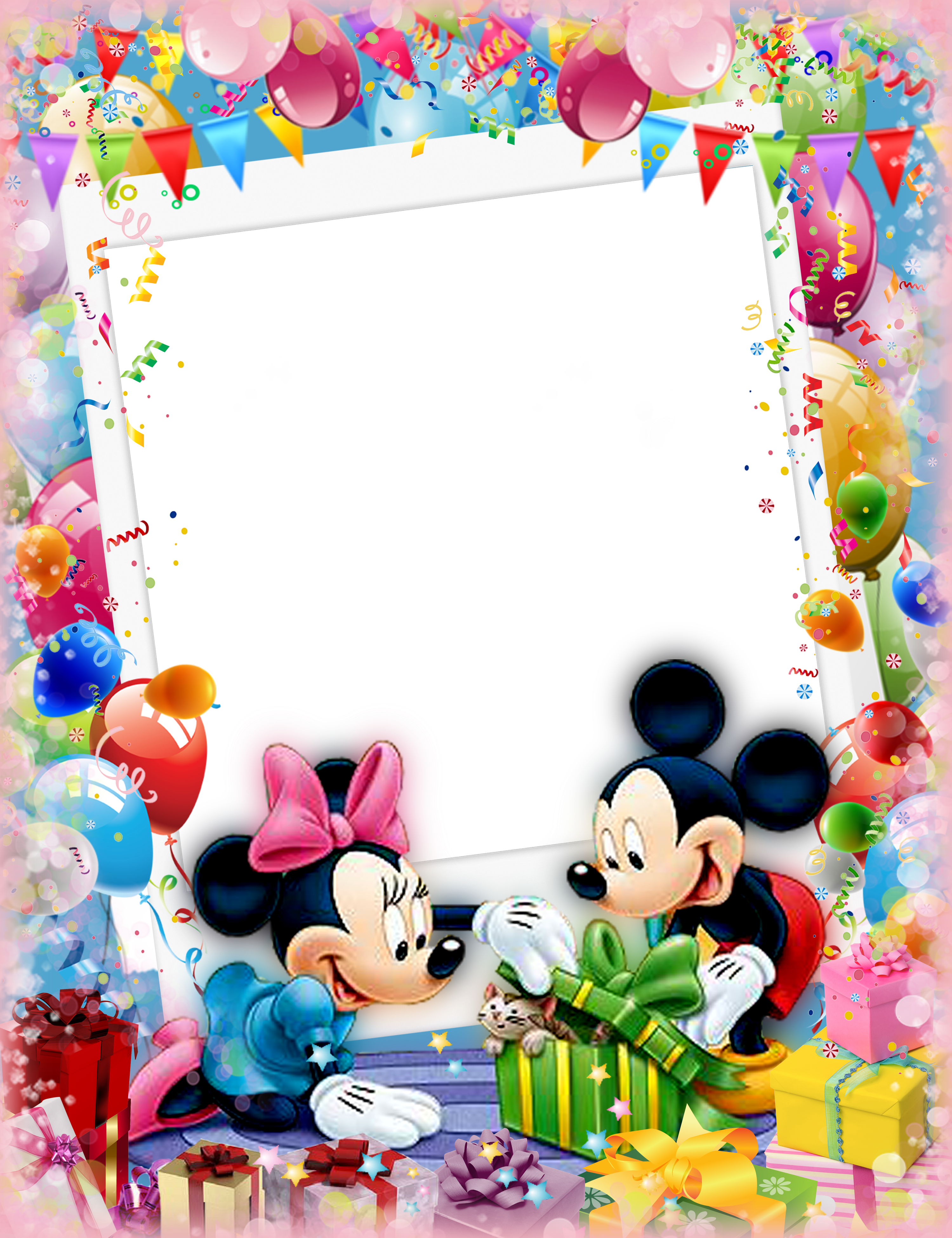 Mickey Mouse And Friends, Mickey Minnie Mouse, Disney - Border Birthday Photo Frames Clipart (3000x3900), Png Download