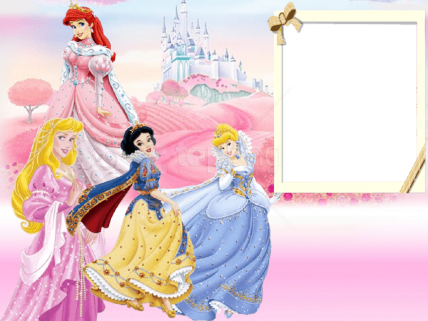 Free Png Walt Disney Princesses Kids Transparent Frame - Disney Princess Birthday Backgrounds Clipart (850x638), Png Download