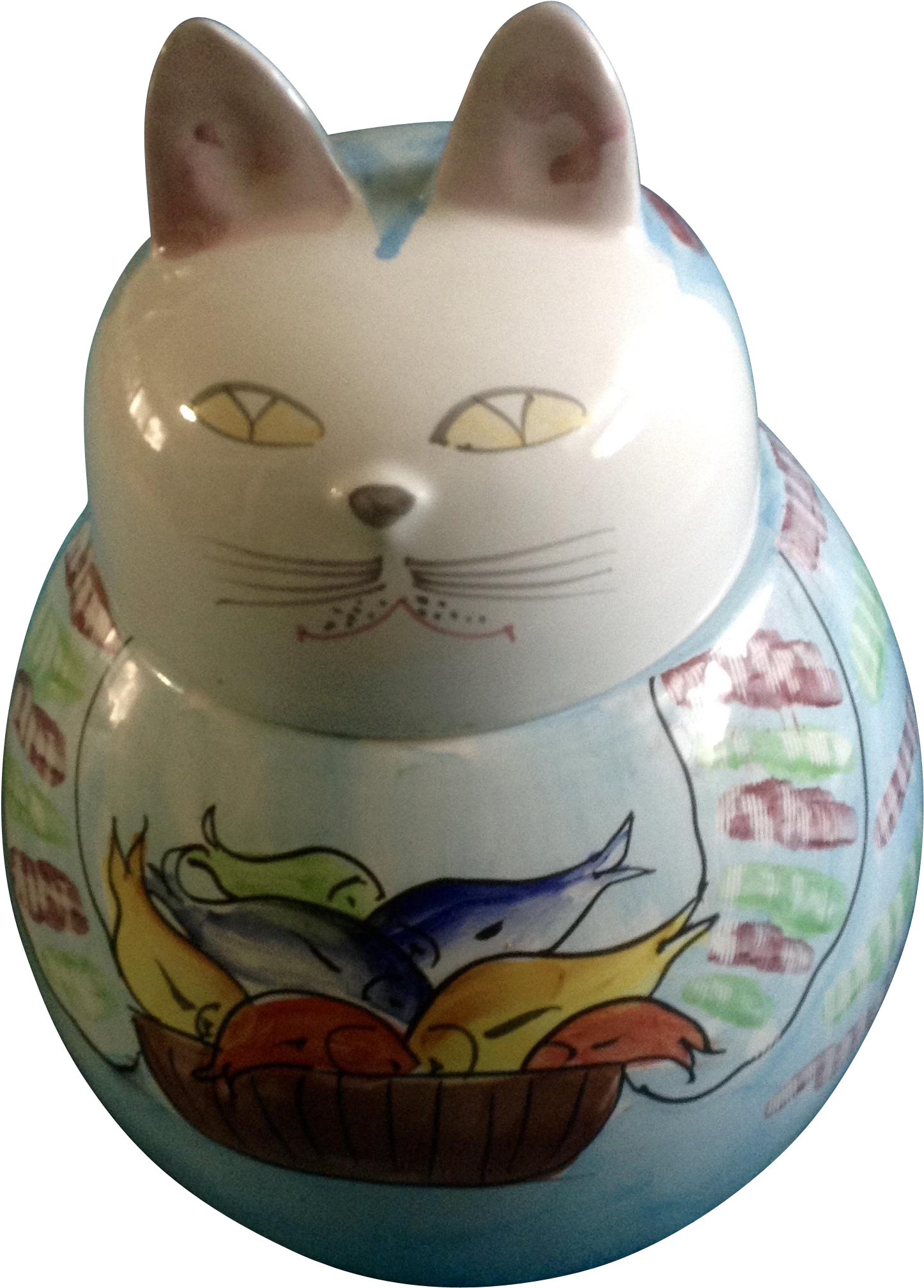 Vintage Italy Cat Cookie Jar Hand Painted Signed By - Khao Manee Clipart (2015x2015), Png Download