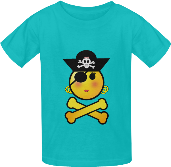 Smiley Emoji Girl Kid's Classic T-shirt - T-shirt Clipart (1000x1000), Png Download