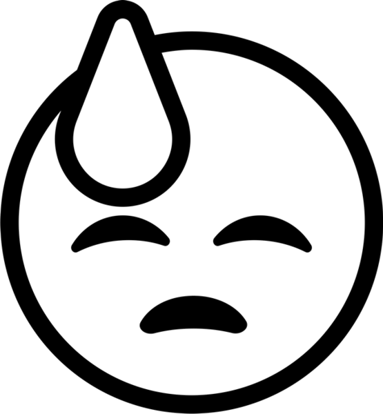 Sweating Emoji Black And White Clipart (555x600), Png Download
