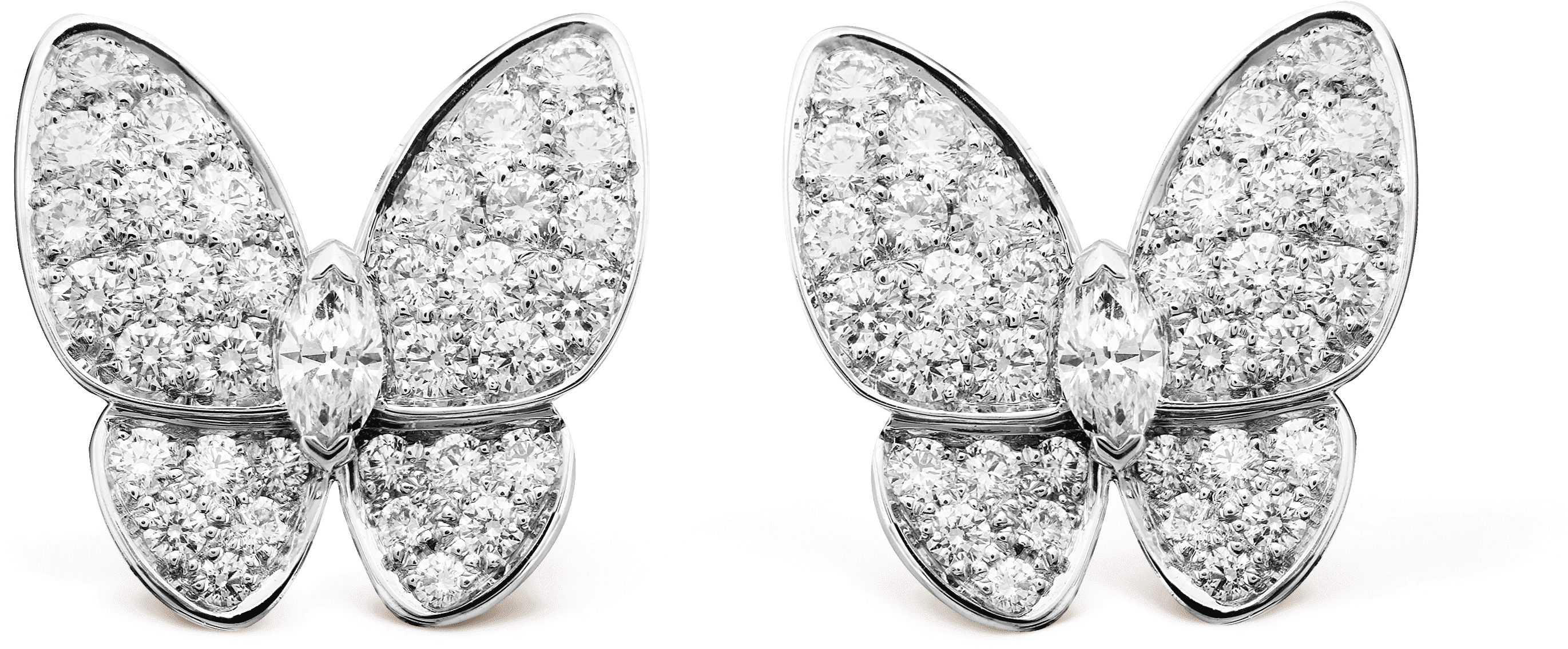 Two Butterfly Earrings - Van Cleef & Arpels Butterfly Earrings Clipart (3000x3000), Png Download
