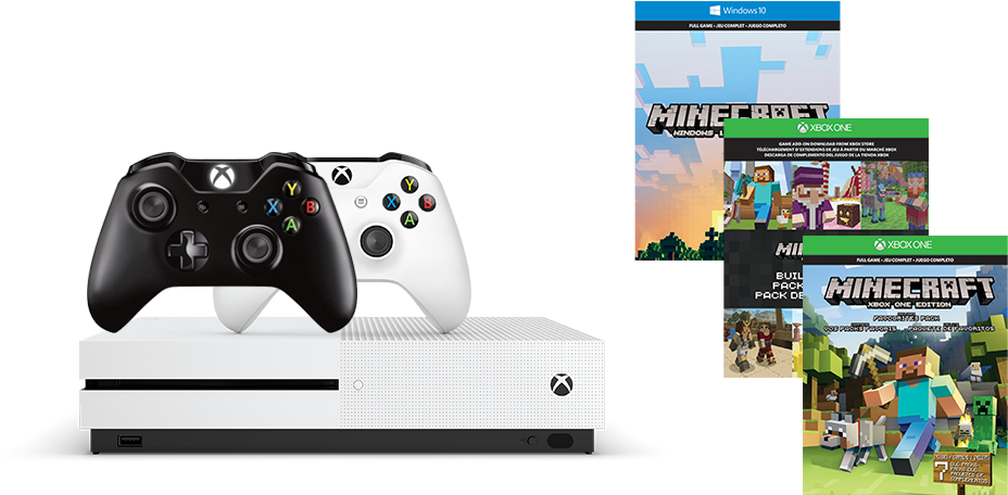 Microsoft Xbox One S 500gb Console With Minecraft Bundle - Xbox One S Minecraft Bundle Png Clipart (928x456), Png Download