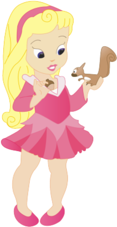 Clipart De Princesas Disney Niñas Con Sus Mascotas - Princesas De Disney Bebes - Png Download (560x920), Png Download
