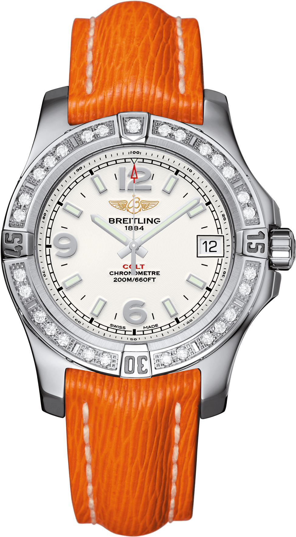Colt 36 Steel, Gem-set Bezel - Breitling Ladies Watches Leather Strap Clipart (1536x2048), Png Download