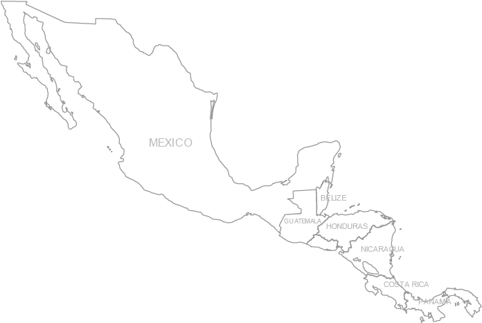 Map-central America , Png Download - Mexico Map White Png Clipart (696x467), Png Download