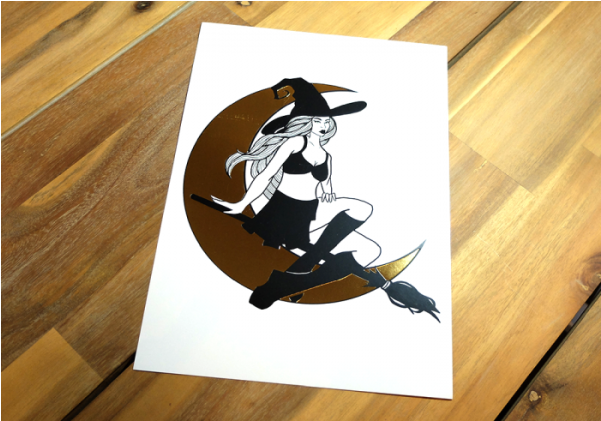 Gold Foil Witch Print - Illustration Clipart (600x600), Png Download