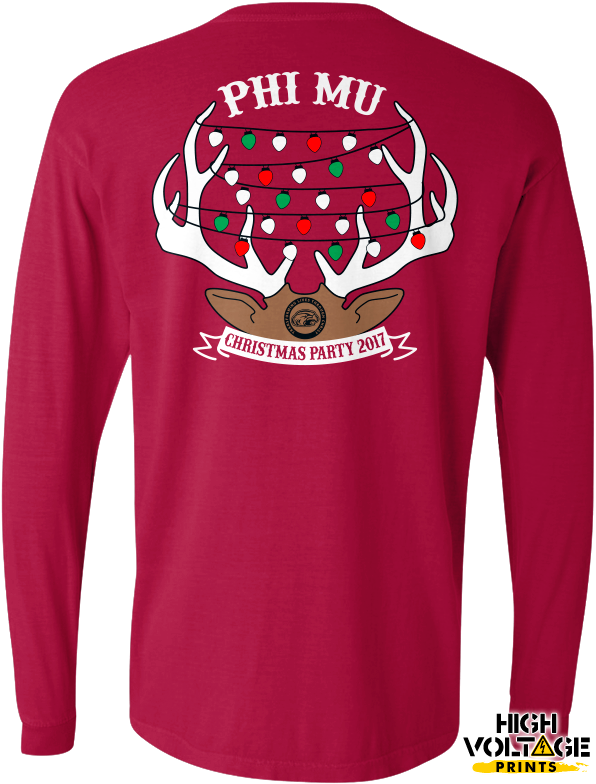 Phi Mu's Christmas Party - Long-sleeved T-shirt Clipart (622x800), Png Download