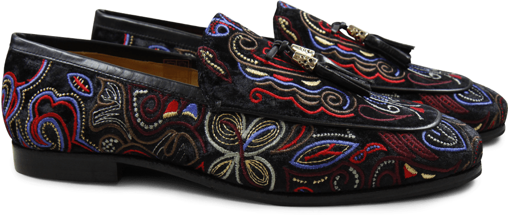 Loafers Clive 3 Velvet Black Tassel Black Gold Metal - Sneakers Clipart (1024x1024), Png Download