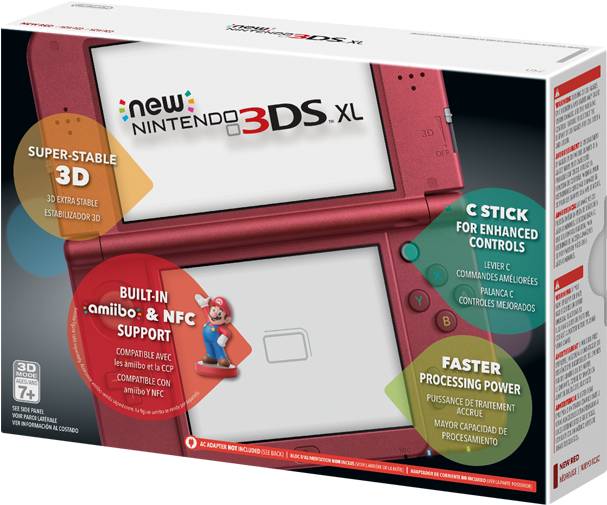 New Nintendo 3ds Xl New Red - New Nintendo 3ds Red Clipart (728x504), Png Download
